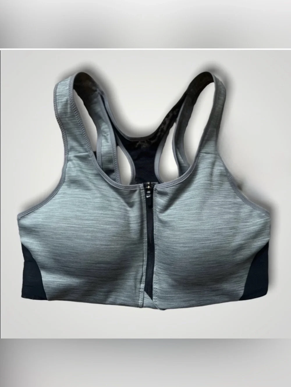 Nike Black Gray Front-Zip High Support Sports Bra EUC